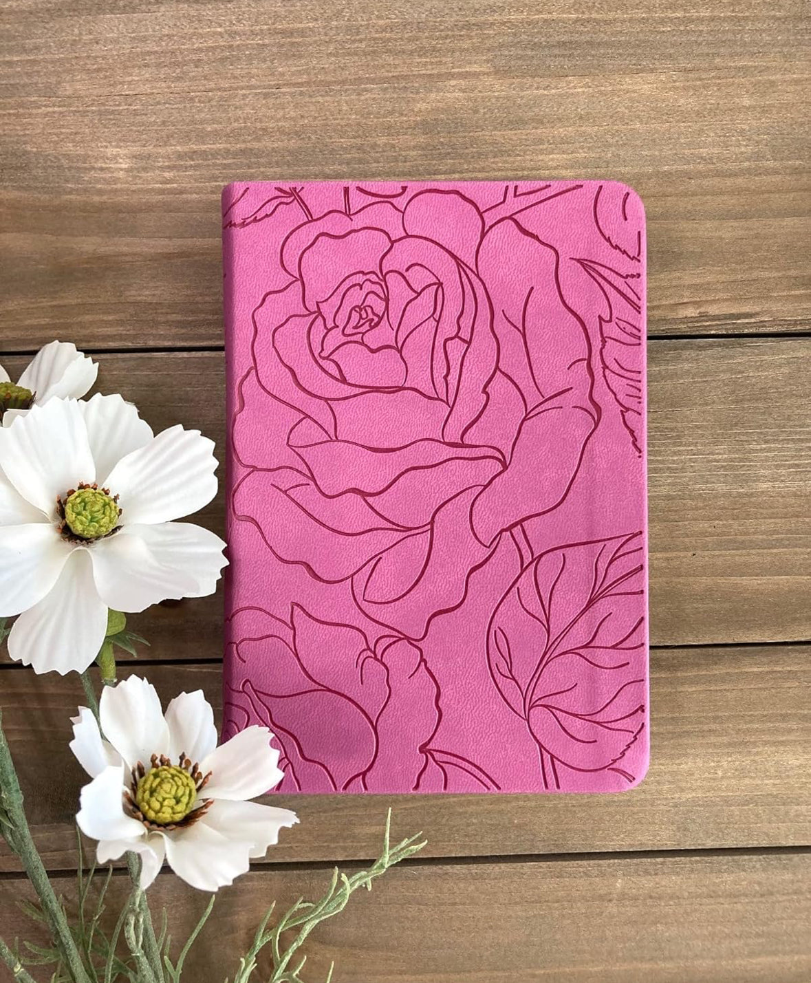 NLT Premium Value Compact Bible, Filament Enabled (LeatherLike, Pink Rose)