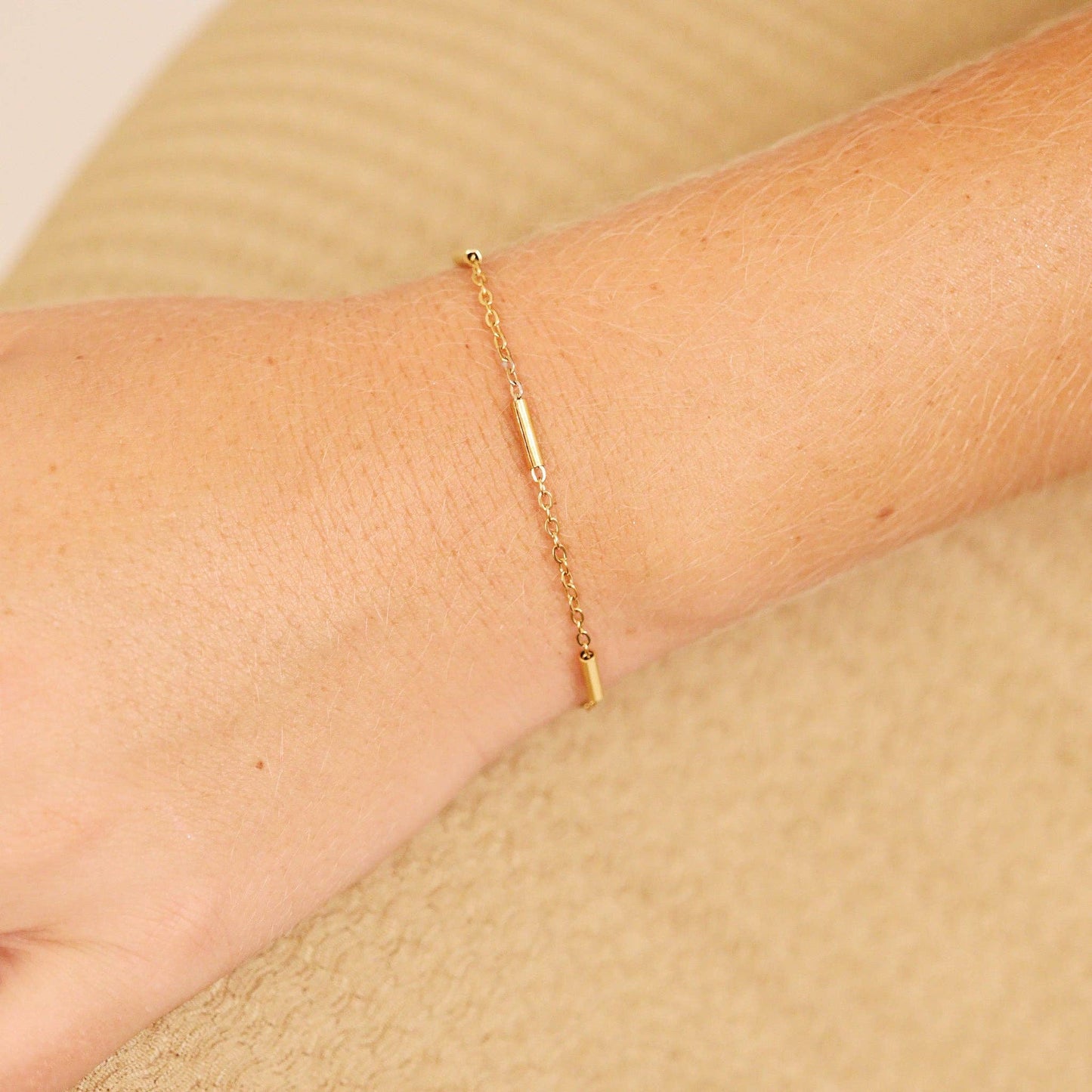 Gold / Stainless Steel Satellite Bar Chain - By The Foot