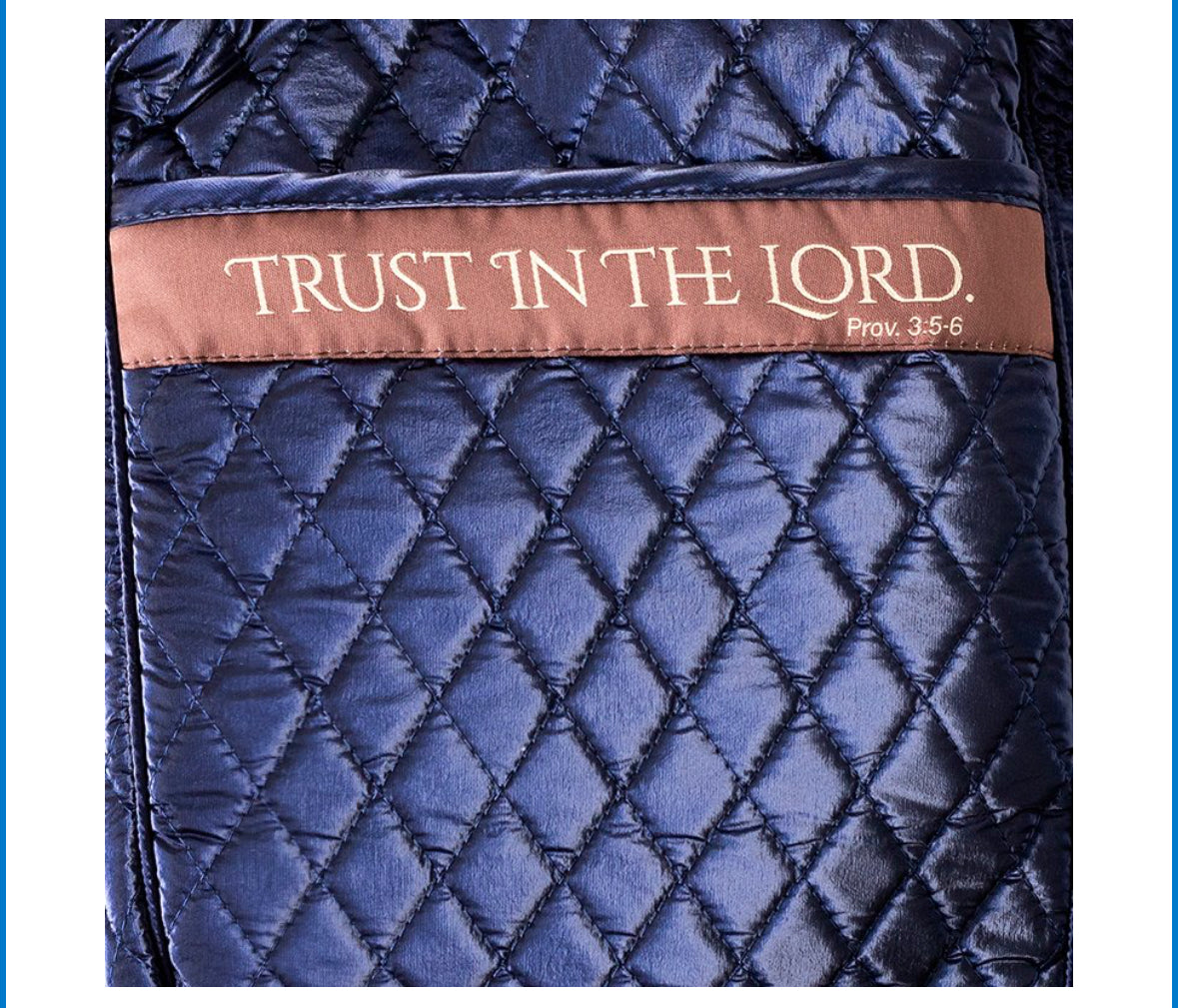 Purse Style Bible Cover, Trust in the Lord, Quilted, Navy Blue, X-Large