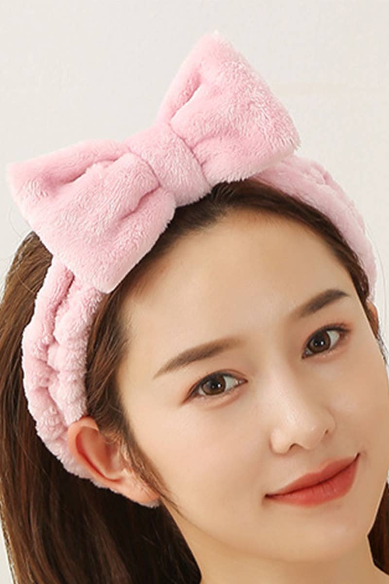 SI-26828 Soft Plush Bowknot Spa Headband