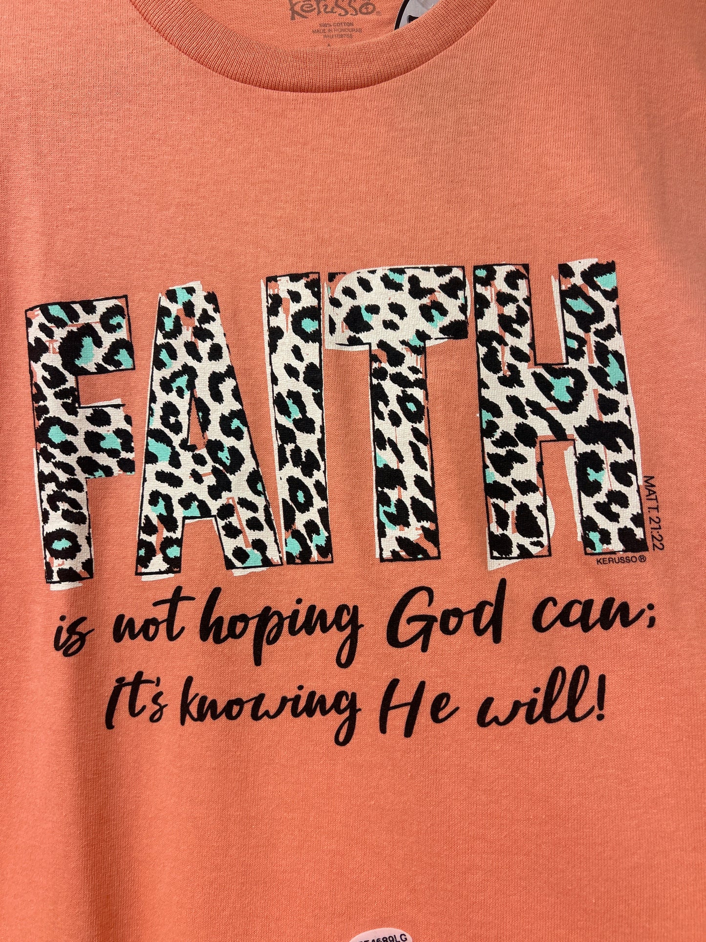 Faith Leopard Sorbet Kerusso Womens Tshirt