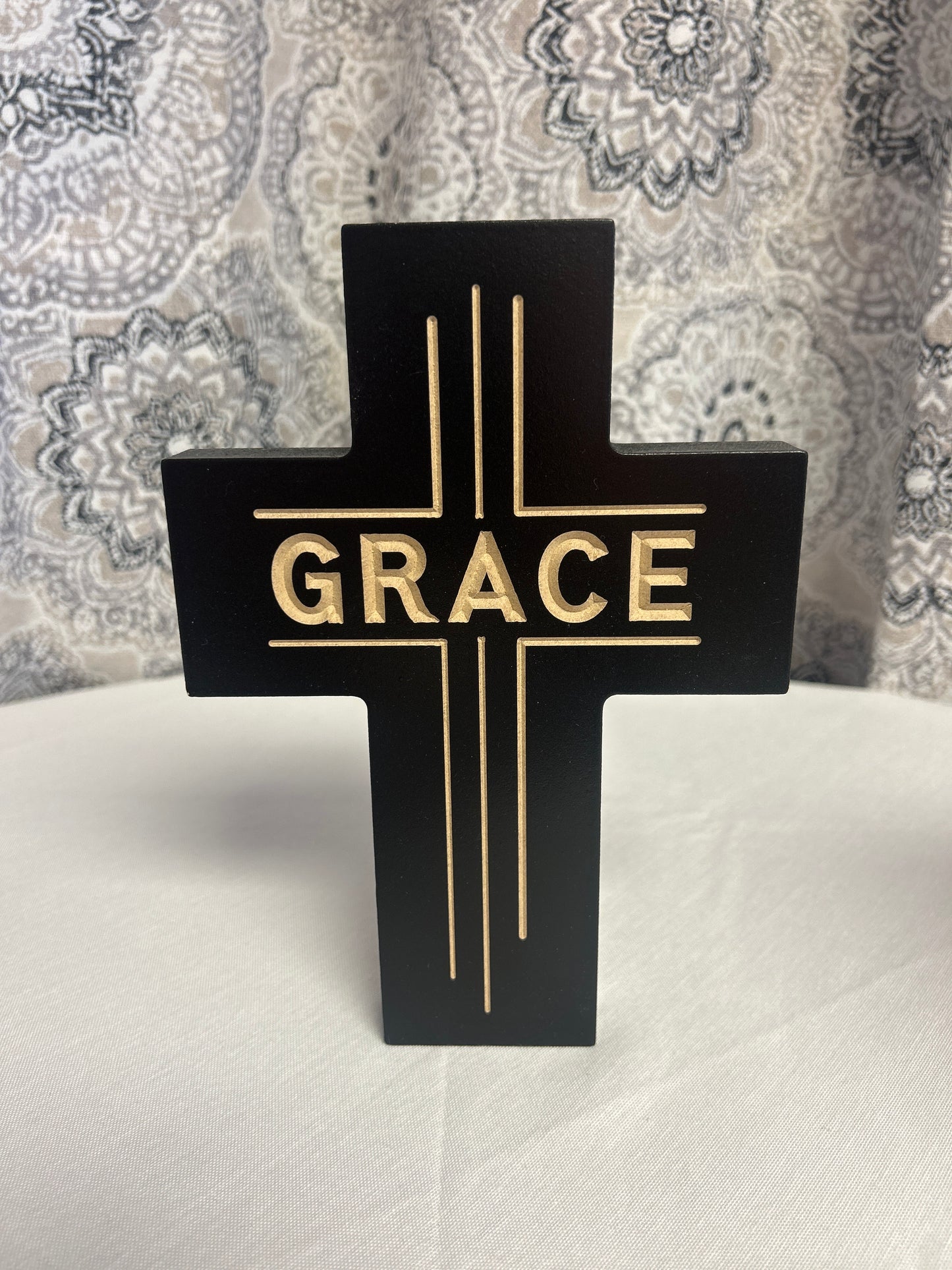 Cross with Grace engraved plaque