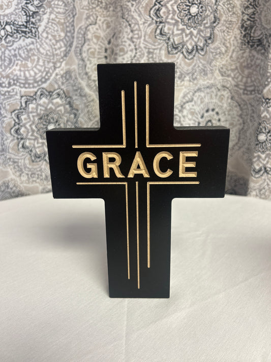 Cross with Grace engraved plaque