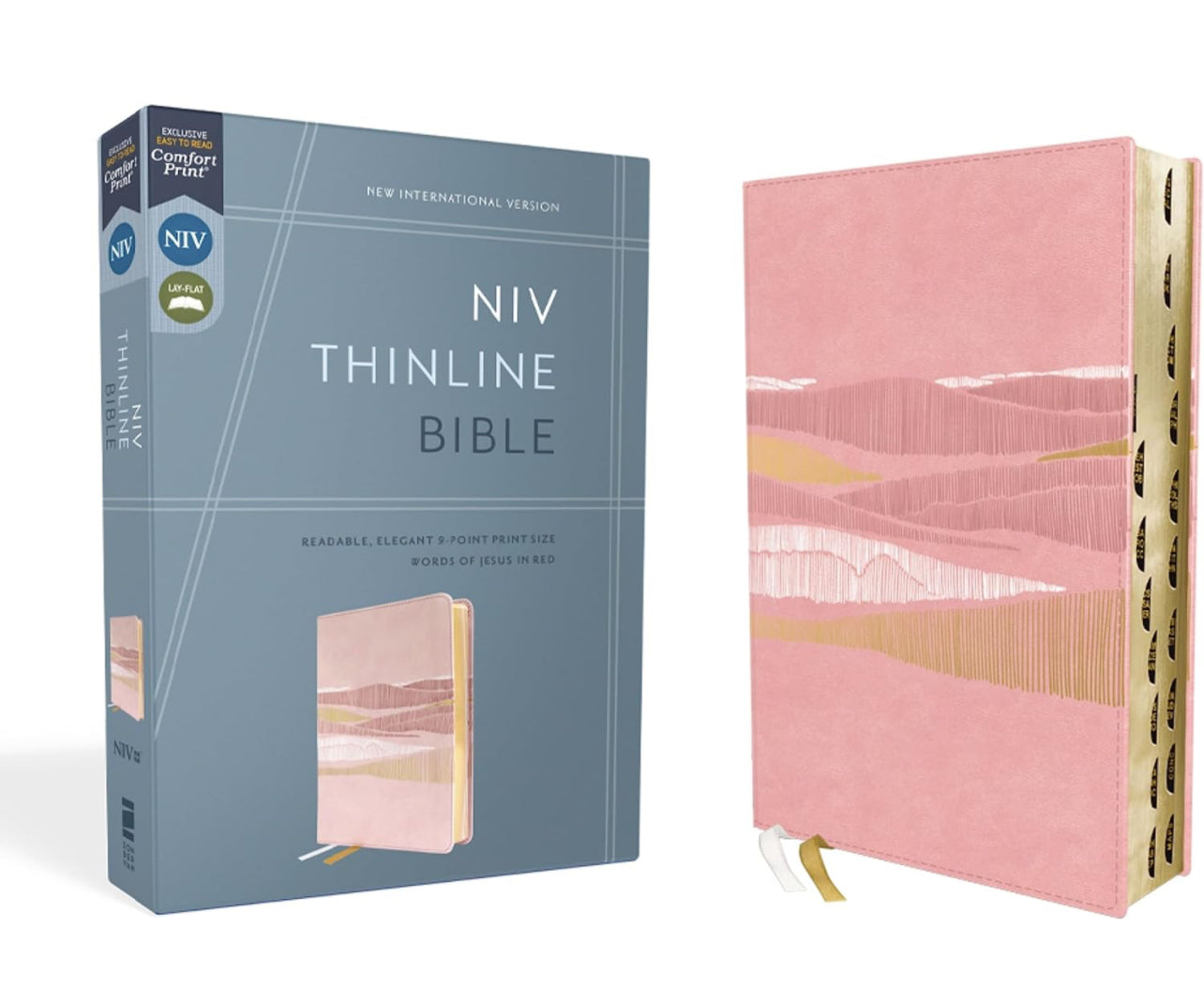 NIV, Thinline Bible, Leathersoft, Pink, Red Letter, Thumb Indexed, Comfort Print