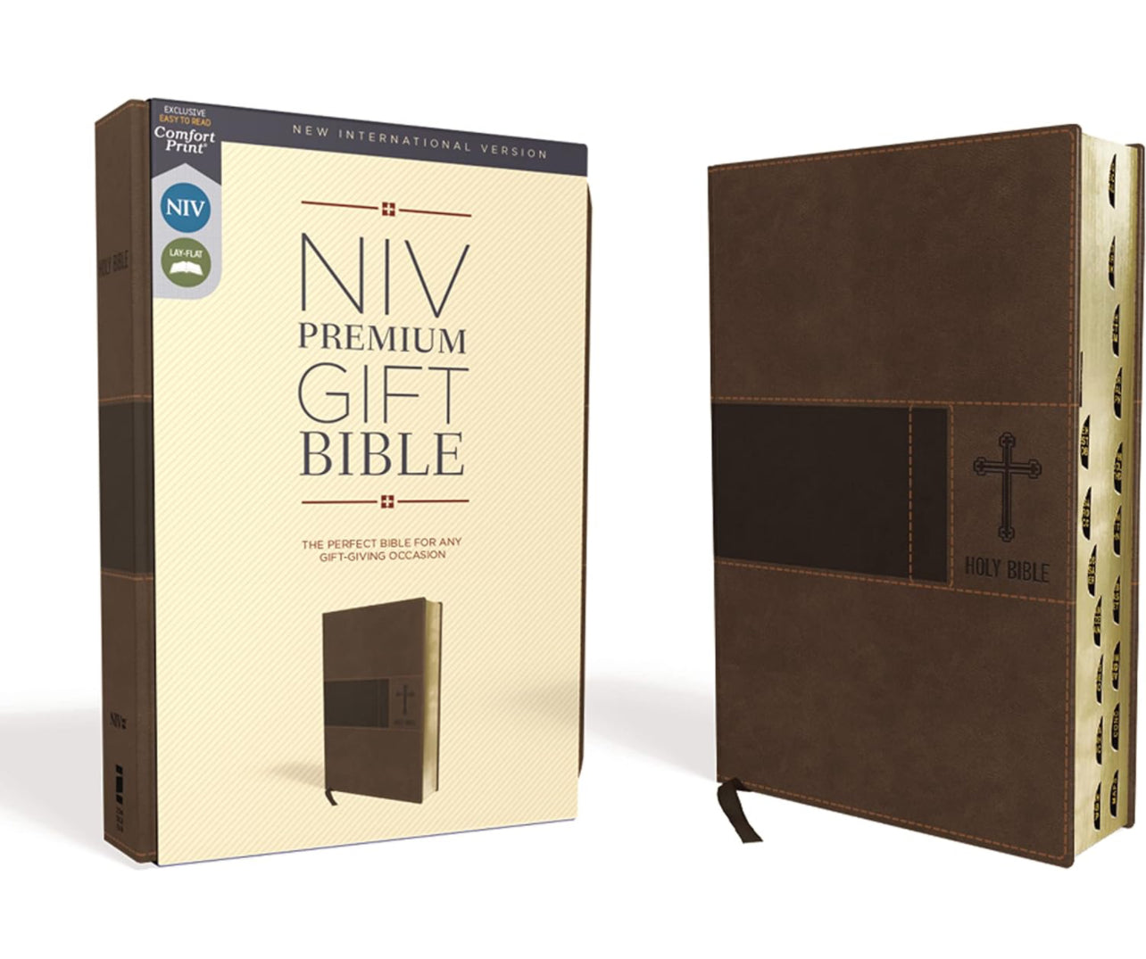 NIV, Premium Gift Bible, Leathersoft, Brown, Red Letter, Thumb Indexed, Comfort Print: The Perfect Bible for Any Gift-Giving Occasion