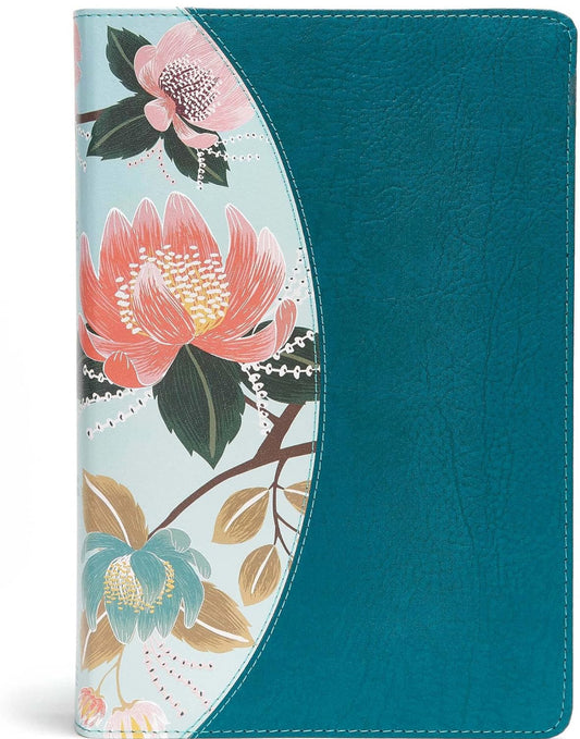 CSB Study Bible For Women, Teal Flowers LeatherTouch, Indexed, Black Letter, Study Notes and Commentary, Articles, Profiles, Word Studies, Charts, Full-Color Maps, Easy-to-Read Bible Serif Type