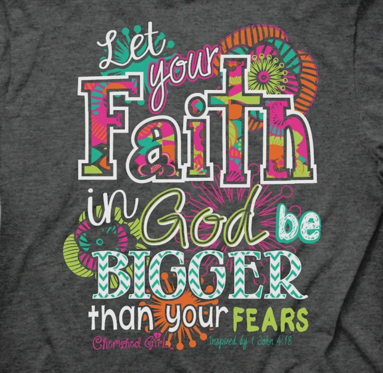 Cherished Girl Women’s Tshirt Big Faith Charcoal Heather