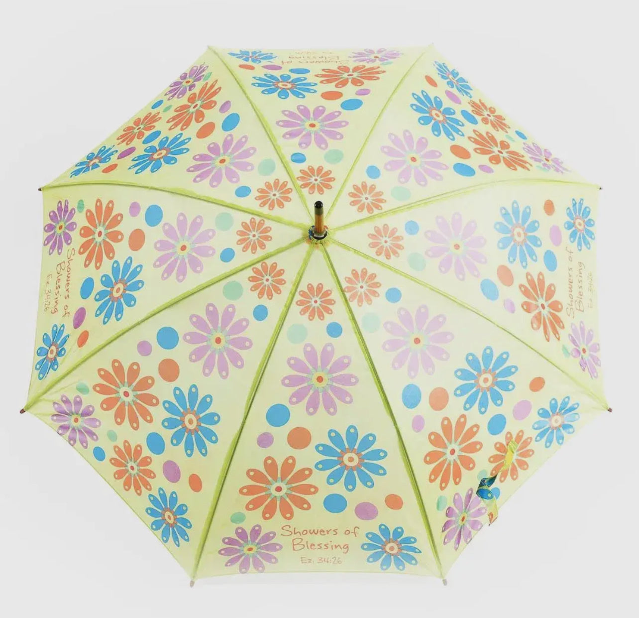 Wooden Stick Umbrella-Showers of Blessings-Flowers