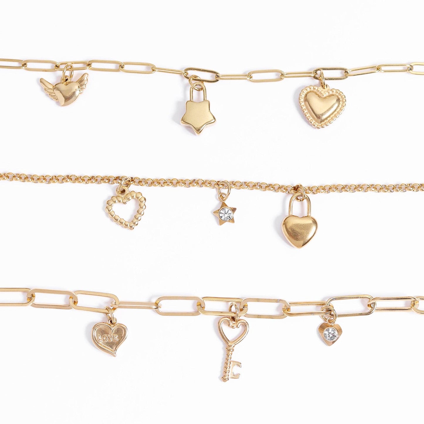 18K Gold PVD Stainless Steel Love Heart Charm