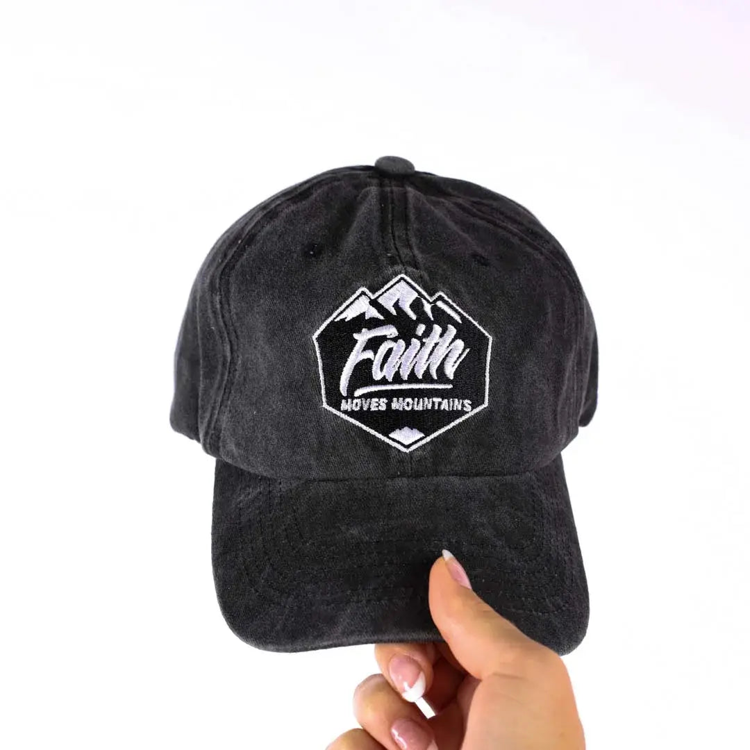 Hat - Grey - "Faith Moves Mountains"