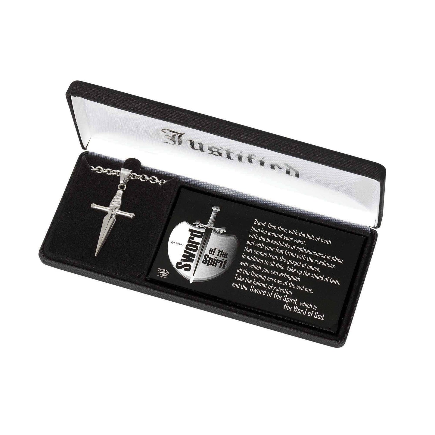 Necklace - Sword/Spirit Crs Lg Stls Stl 24"