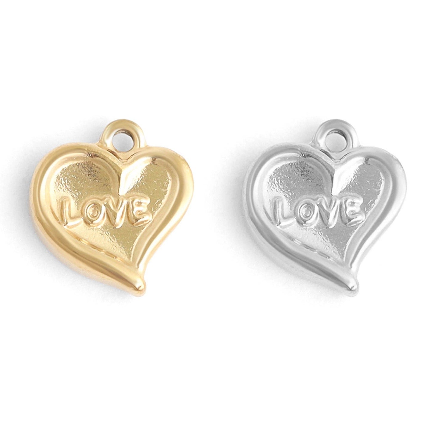 18K Gold PVD Stainless Steel Love Heart Charm