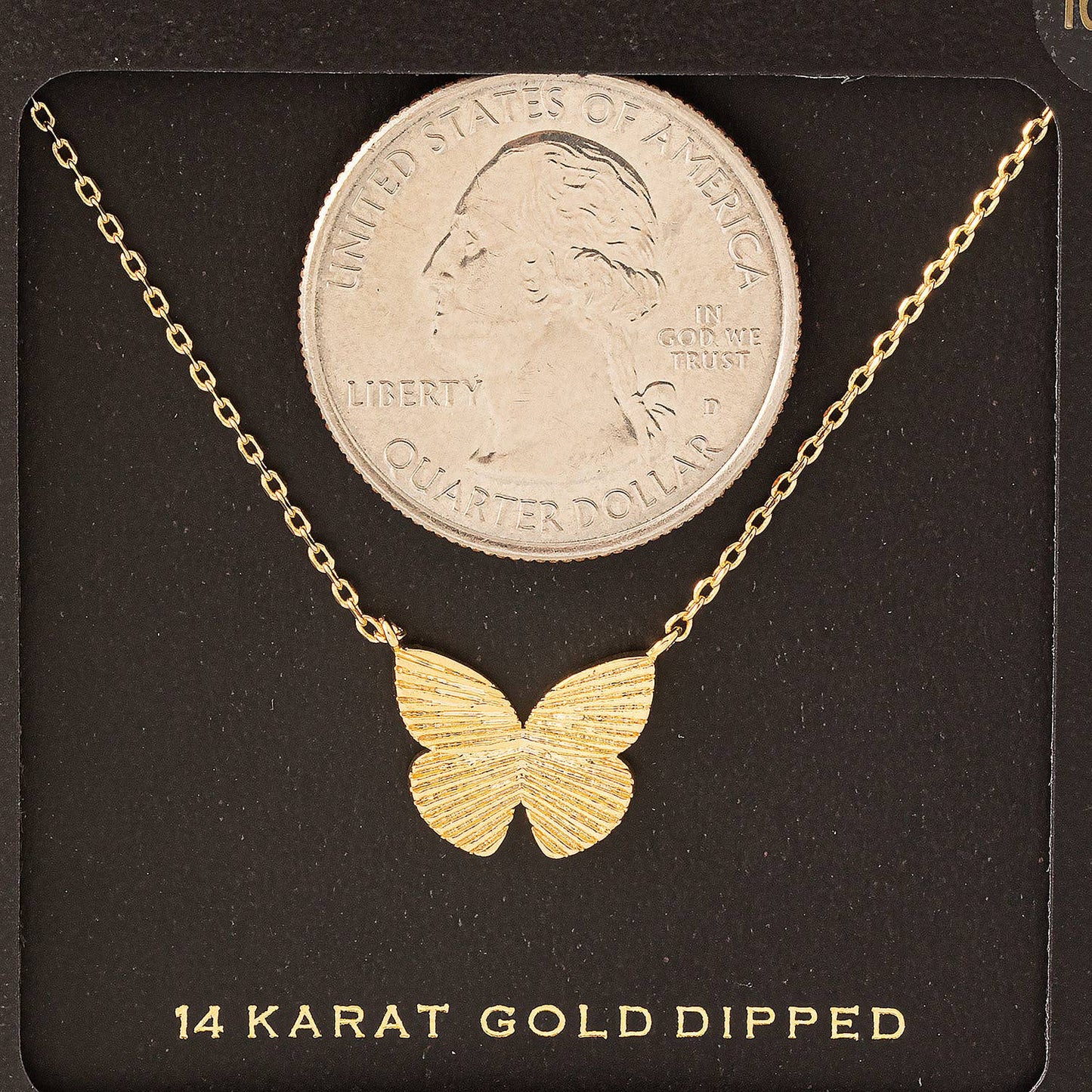 Gold Dipped Butterfly Pendant Necklace