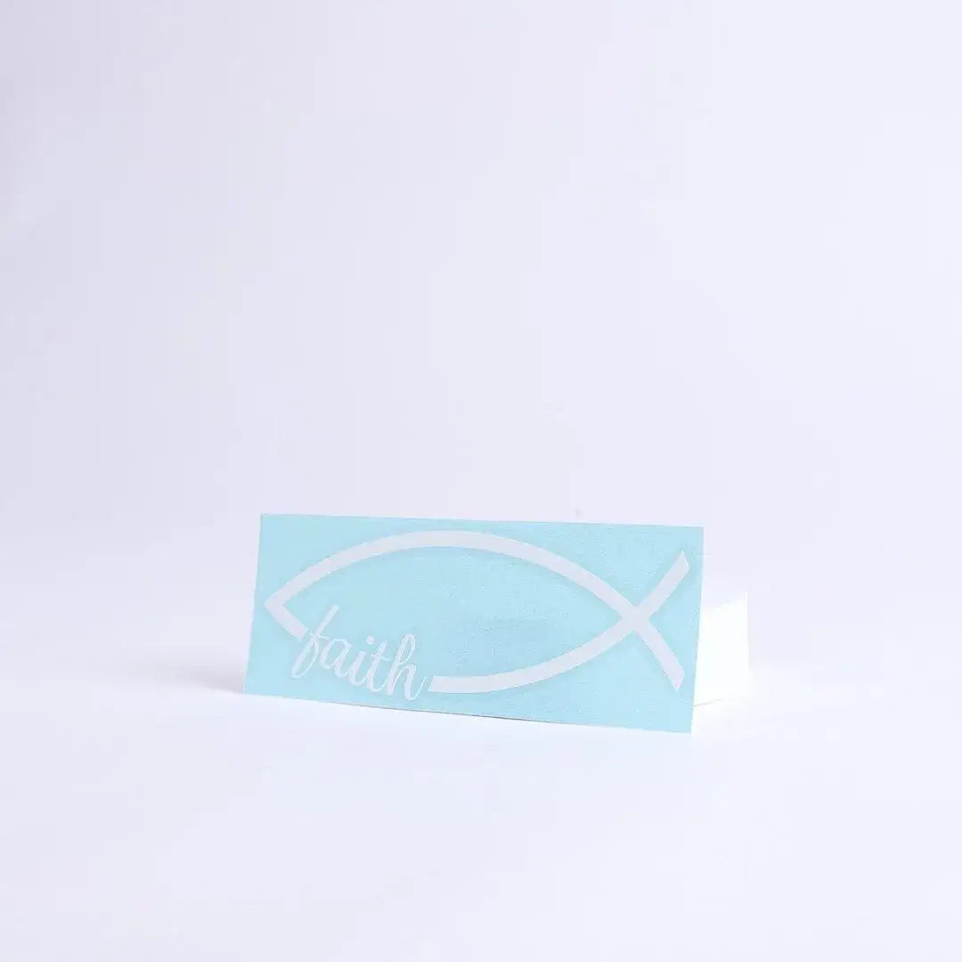 Auto Vinyl Decal - Fish Faith - White - 6Inx2.25In