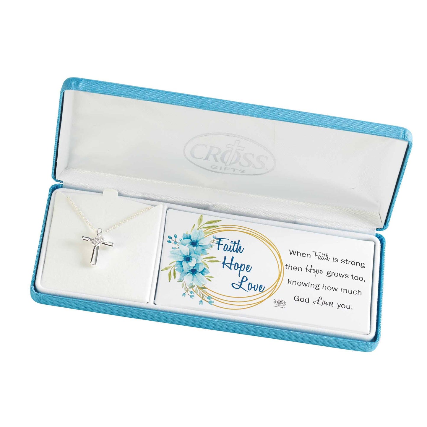 Necklace Faith Hope Love Cross 3Cz Sash
