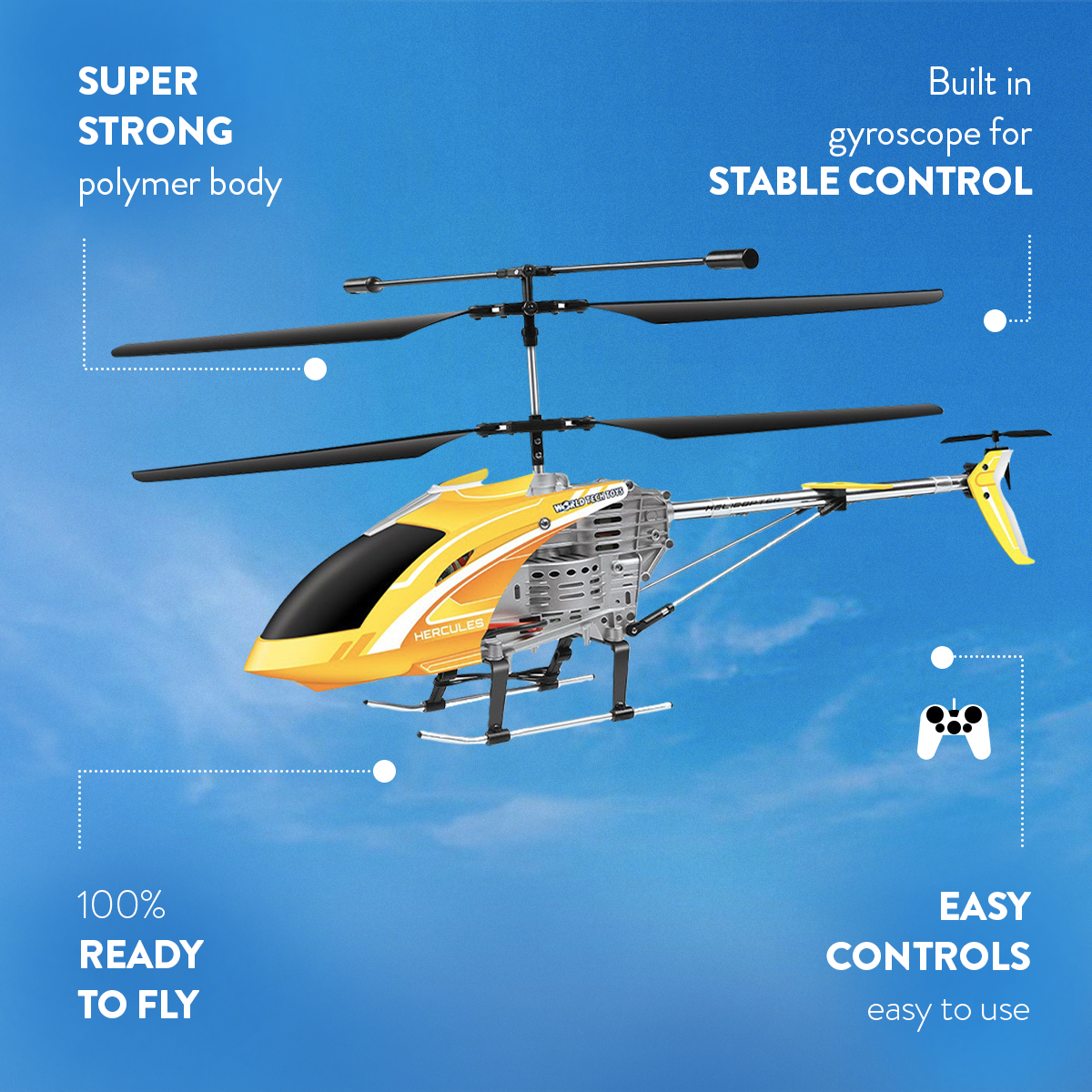 3.5CH Hercules Remote Control UNBREAKABLE Gyro Helicopter