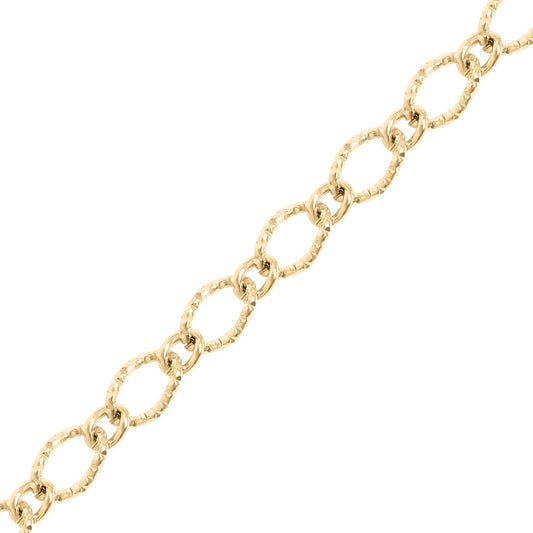 18K Gold PVD Stainless Steel Hammered Oval Chain By The Foot