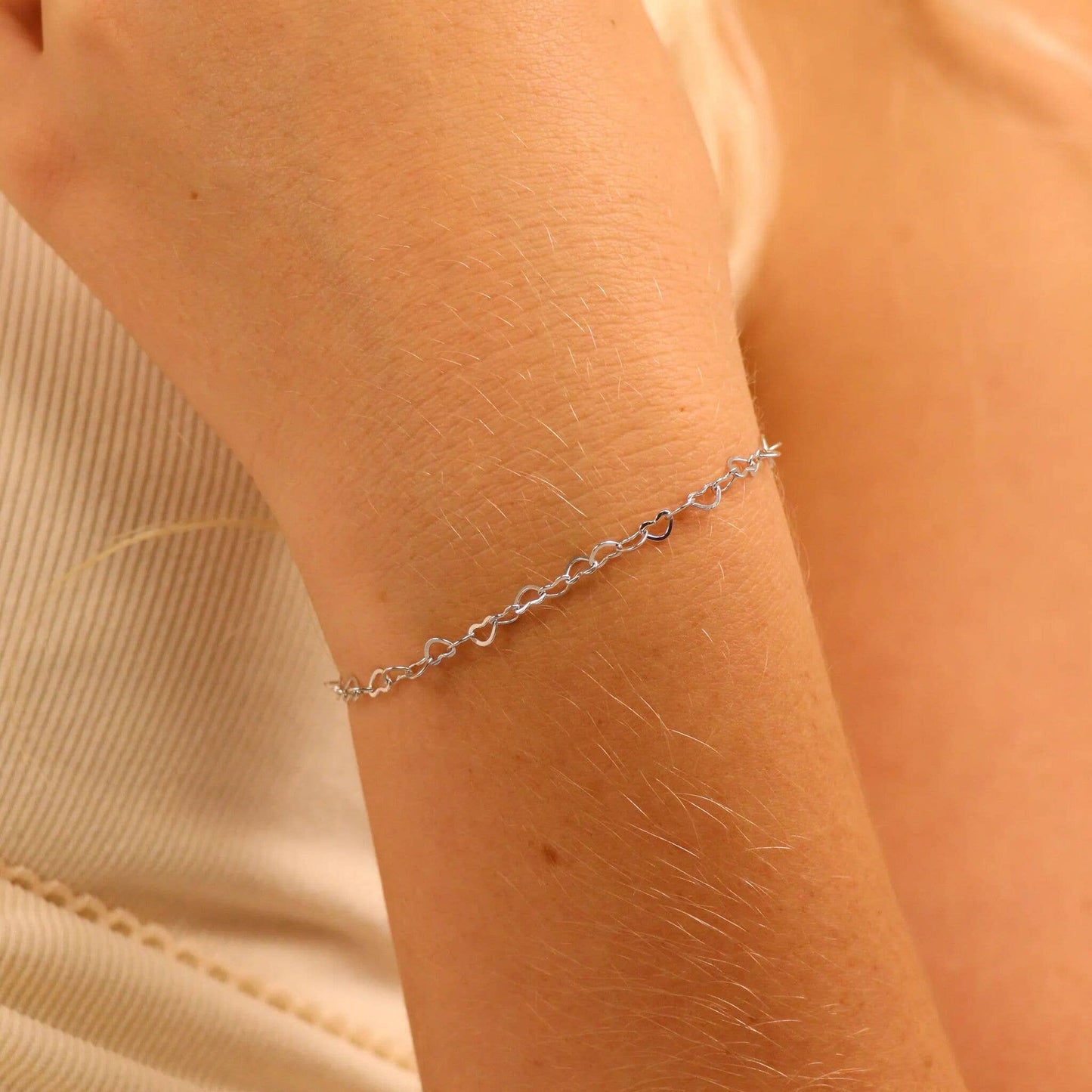 Sterling Silver Heart Chain By The Foot - Permanent Jewelry