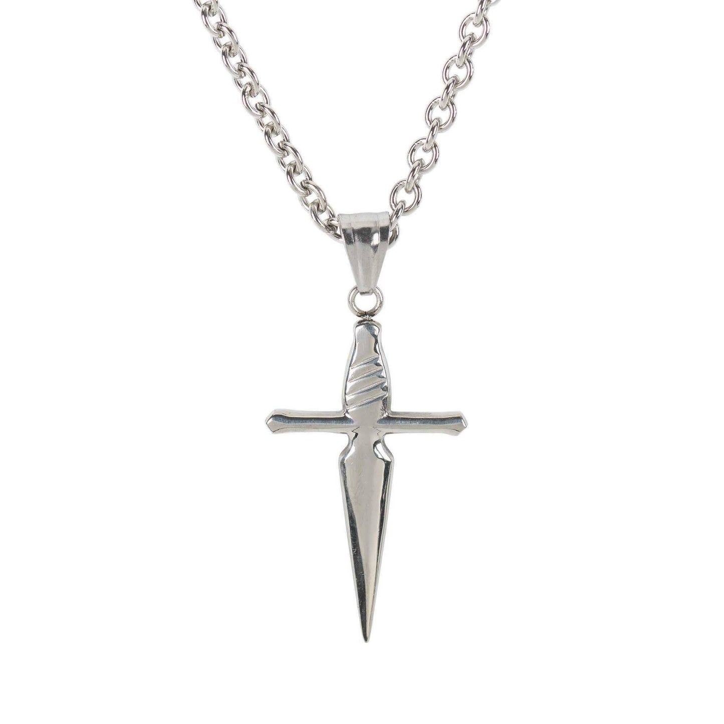 Necklace - Sword/Spirit Crs Lg Stls Stl 24"