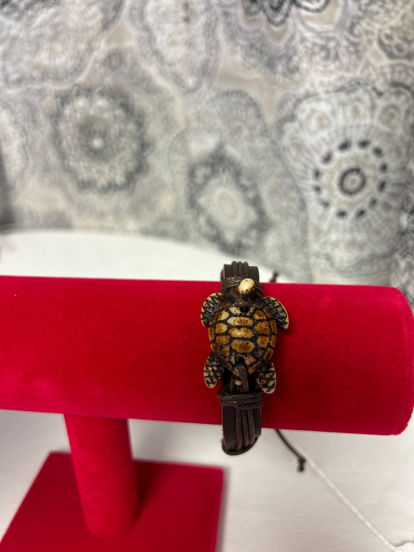 Leather turtle bracelet adjustable