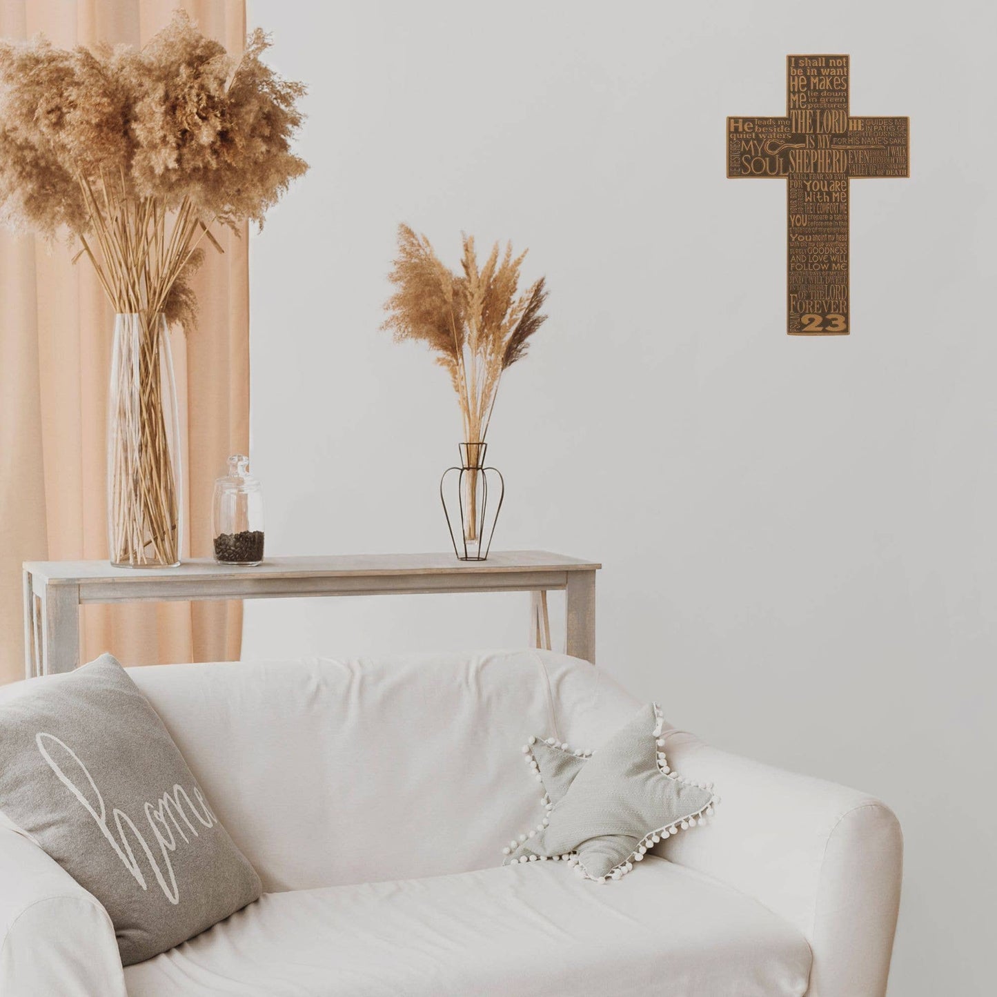 Psalm 23 Wall Cross Resin 11"H