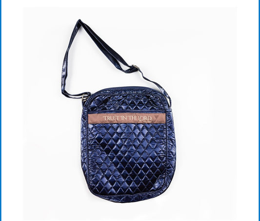 Purse Style Bible Cover, Trust in the Lord, Quilted, Navy Blue, X-Large