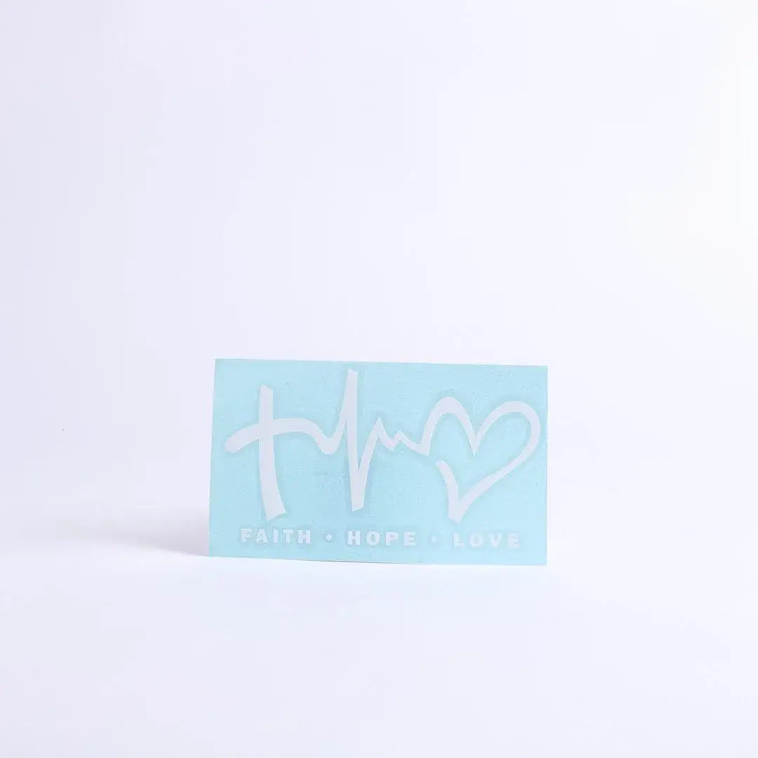 Auto Vinyl Decal - Faith Hope Love - White - 6.5Inx3.5In