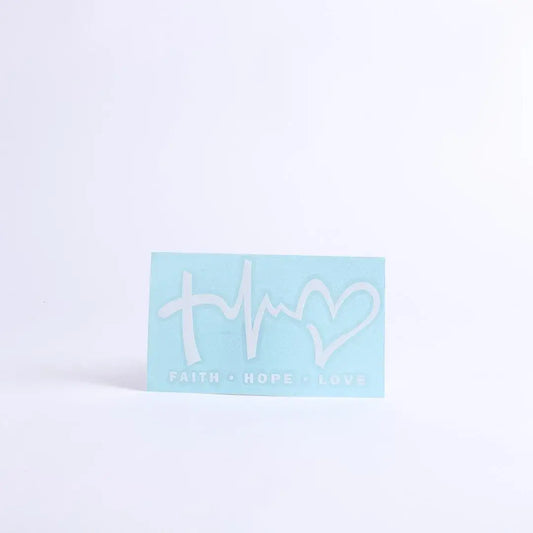 Auto Vinyl Decal - Faith Hope Love - White - 6.5Inx3.5In