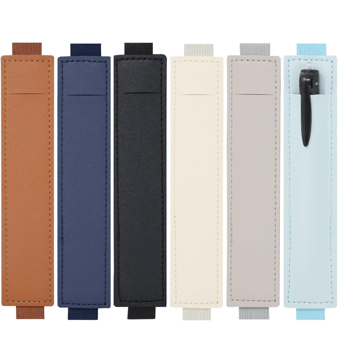 Elastic Band Pen Holder PU Leather Pen Sleeve Pouch Journal Pencil Holder for Notebook Planners Binders and Books