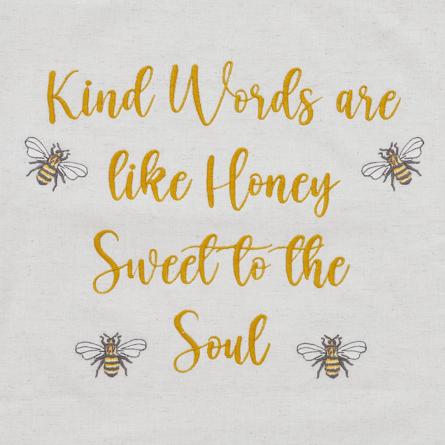 Embroidered Bee Honey Pillow 18x18