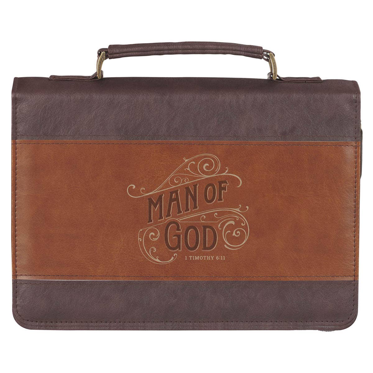 Bible Cover Brown Two-Tone Man of God 1 Tim. 6:11