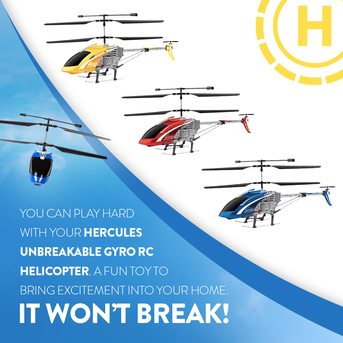 3.5CH Hercules Remote Control UNBREAKABLE Gyro Helicopter