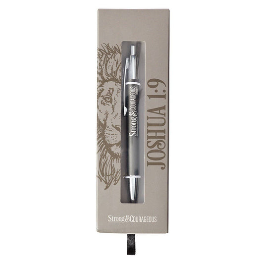 Pen in Gift Box Gray Strong & Courageous Josh. 1:9