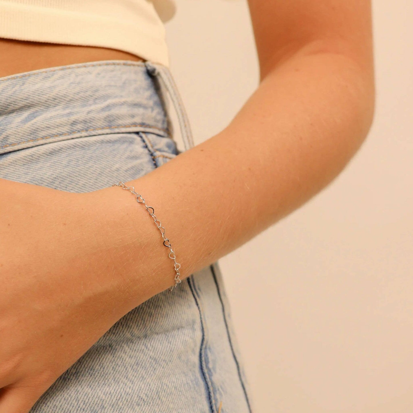 Sterling Silver Heart Chain By The Foot - Permanent Jewelry