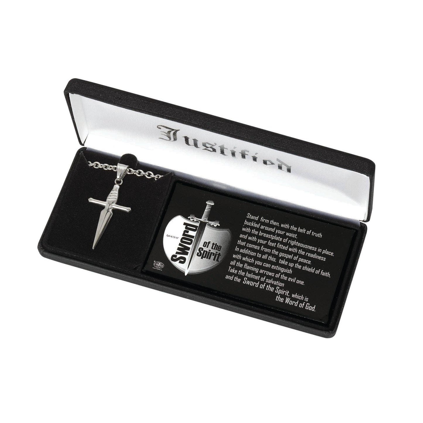 Necklace - Sword/Spirit Crs Lg Stls Stl 24"