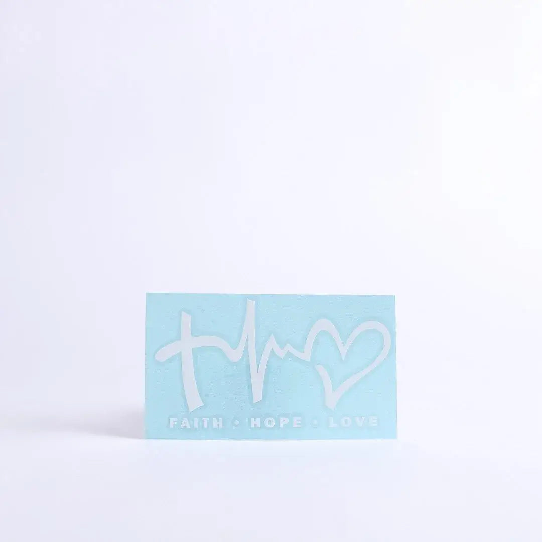 Auto Vinyl Decal - Faith Hope Love - White - 6.5Inx3.5In