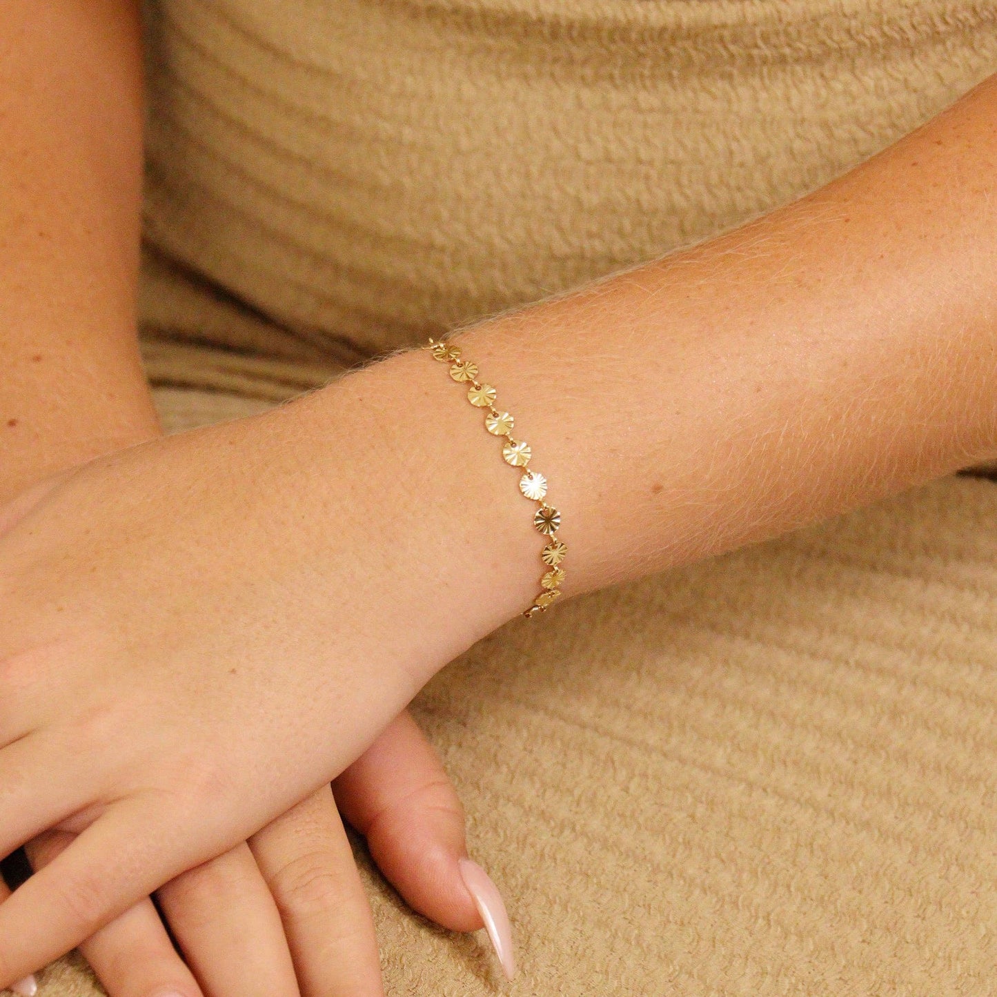 18K Gold PVD Stainless Steel Sunburst Chain - By The Foot / SPL1036