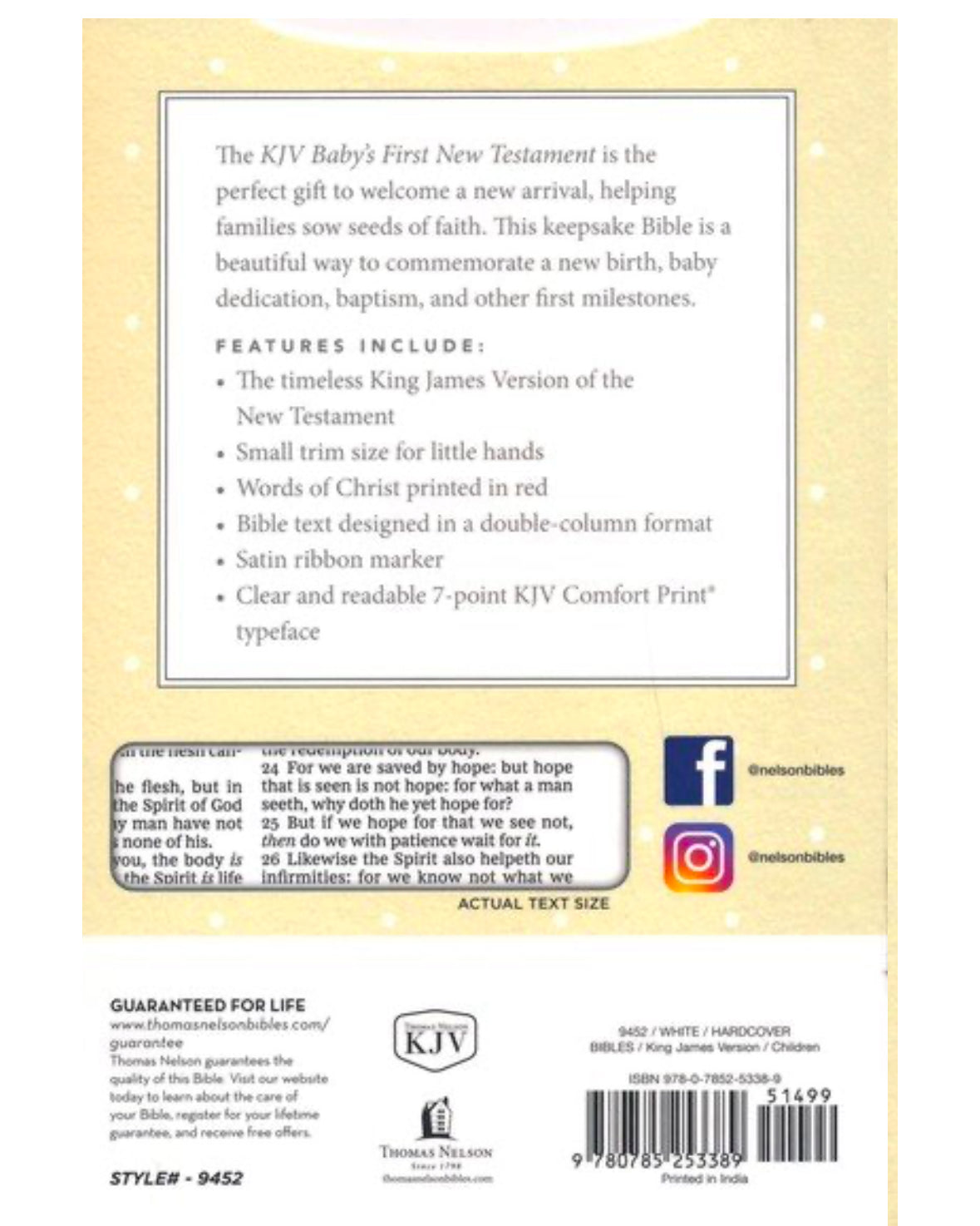 KJV Baby's First New Testament--hardcover, white