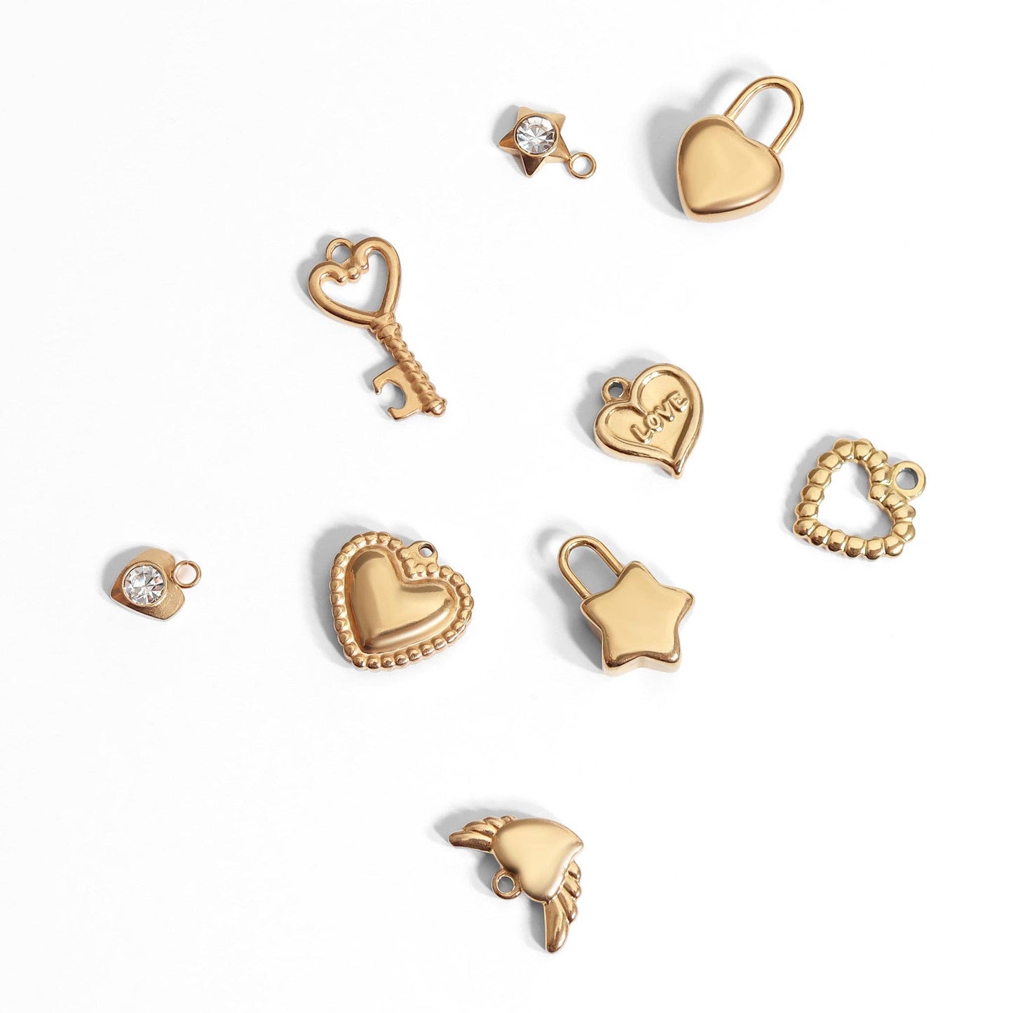 18K Gold PVD Stainless Steel Love Heart Charm