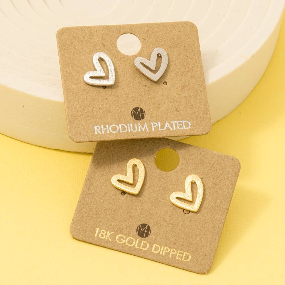 Gold Dipped Heart Stud Earrings