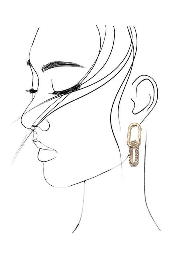 RHINESTONE DOUBLE LINK EARRINGS | 31E03954