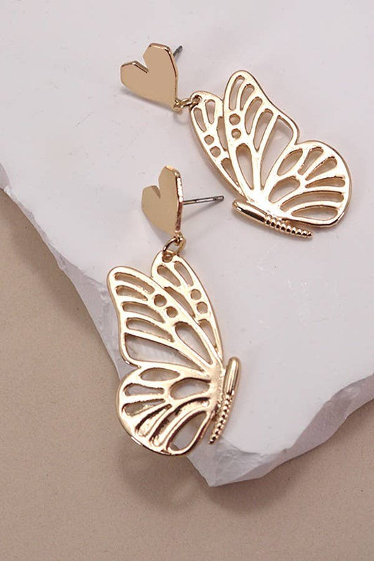 HEART BUTTERFLY SYMMETRIC EARRINGS | 80E3869