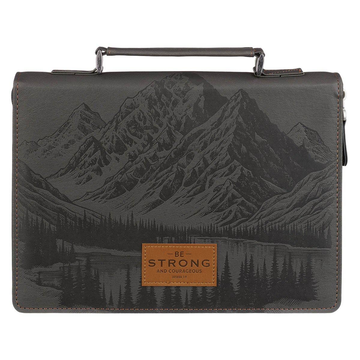 Bible Cover Classic Gray Be Strong And Courageous Josh. 1:9