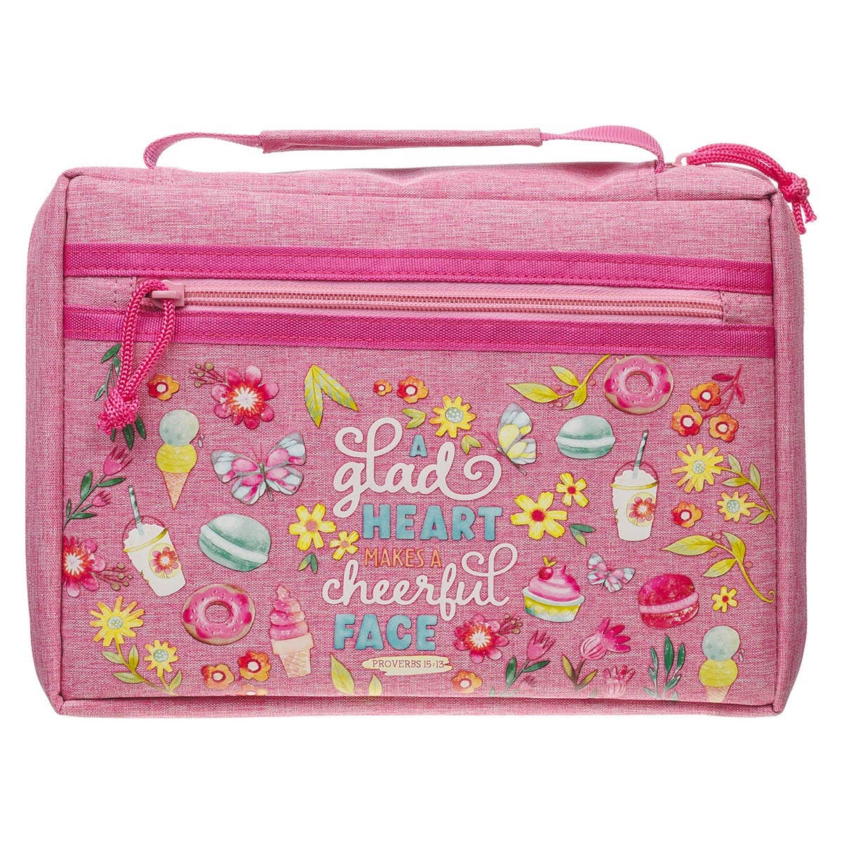 Bible Cover Fashion Pink A Glad Heart Makes Cheer Prov 15:13