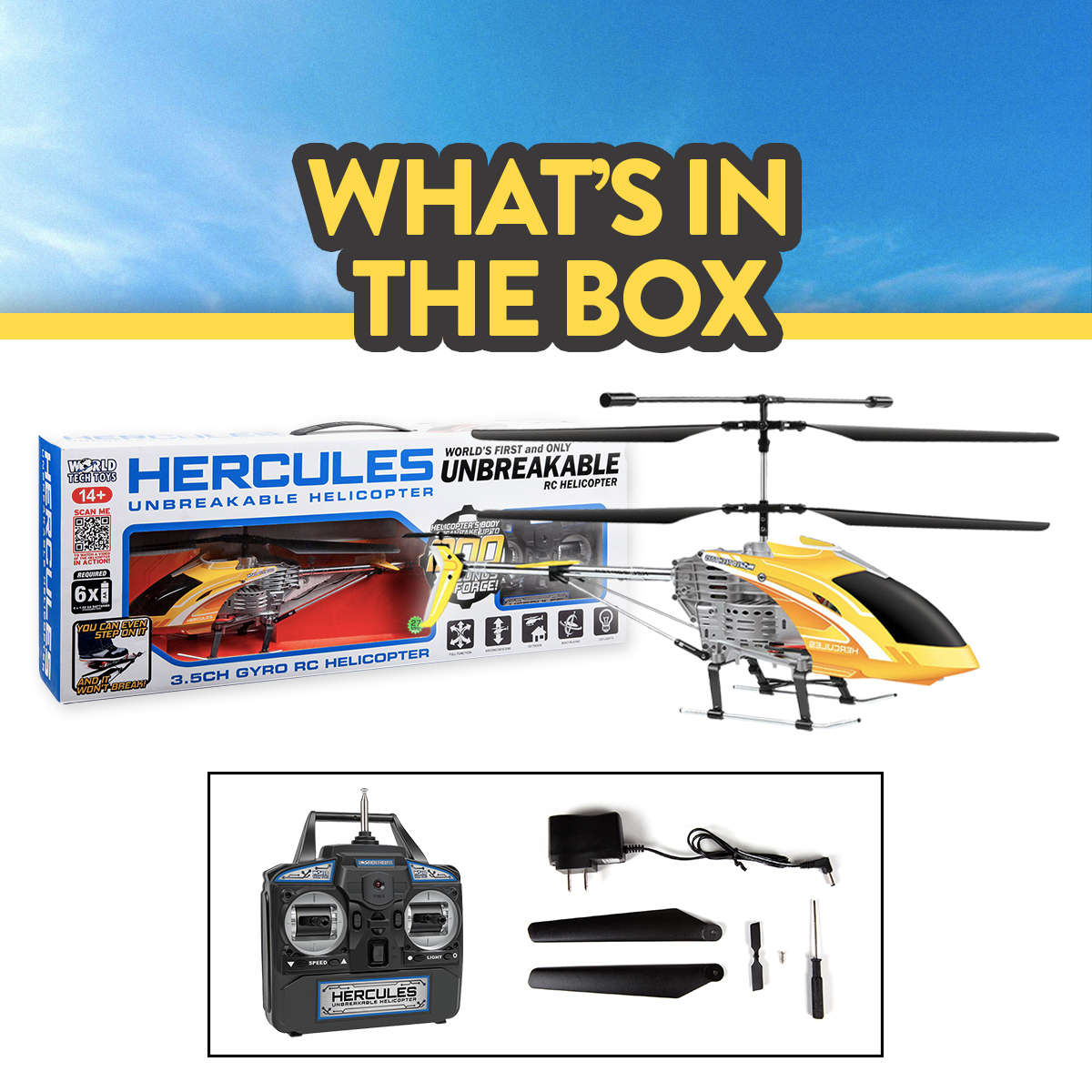 3.5CH Hercules Remote Control UNBREAKABLE Gyro Helicopter