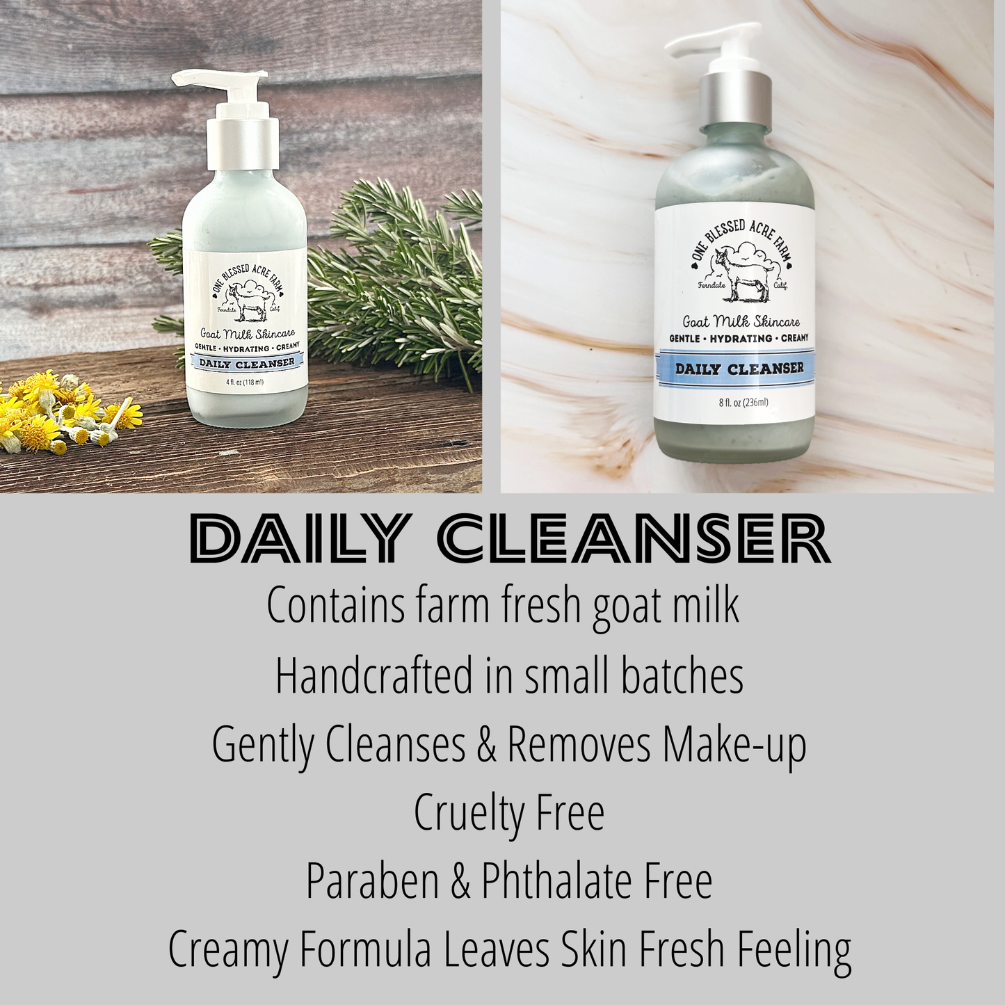 Goat Milk Daily Cleanser & Face Wash Infused With Blue Tansy