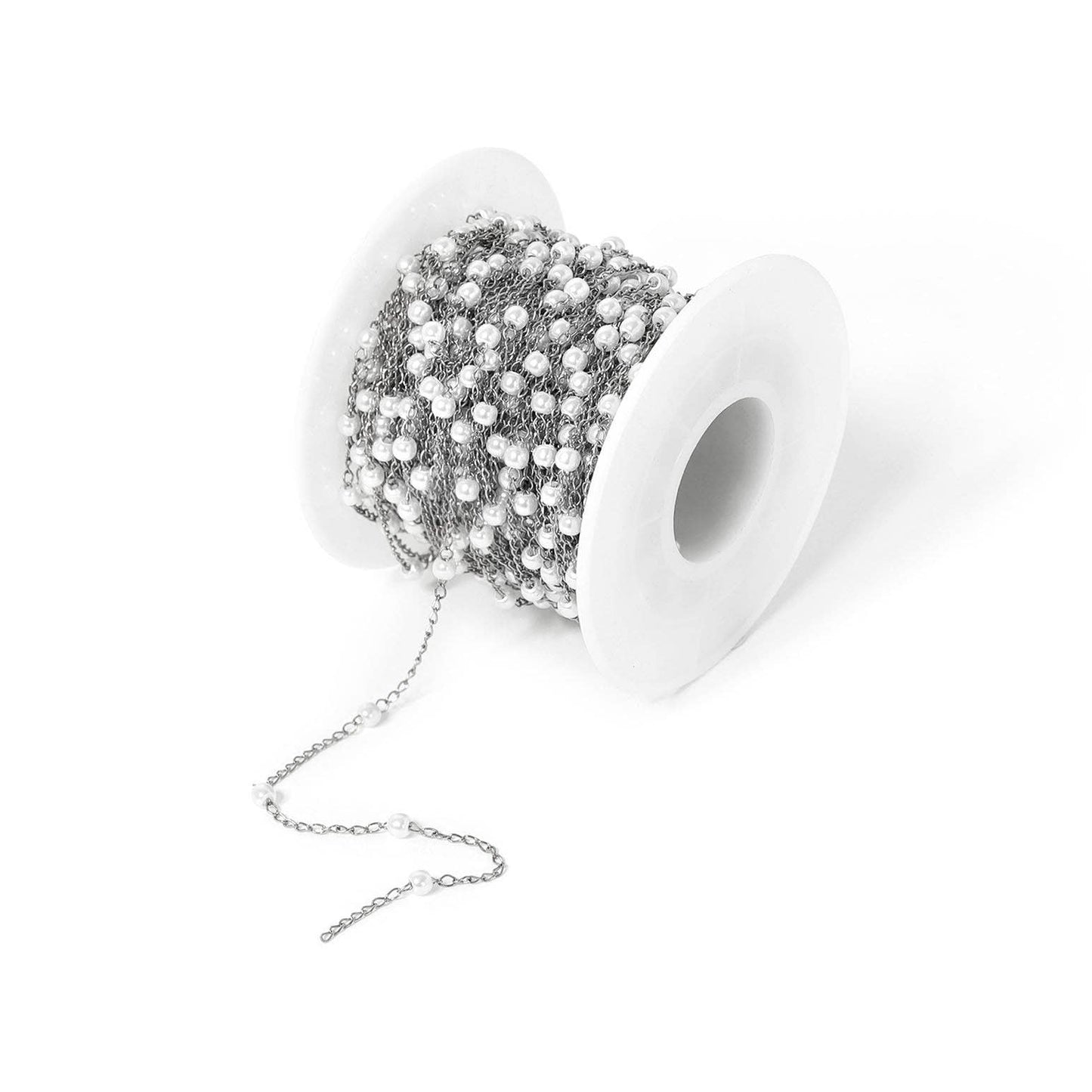 Stainless Steel Faux Pearl Chain By The Foot