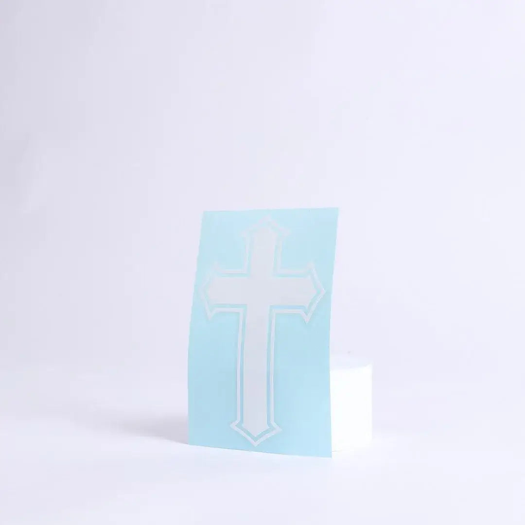 Auto Vinyl Decal - Cross - White - 4Inx6In