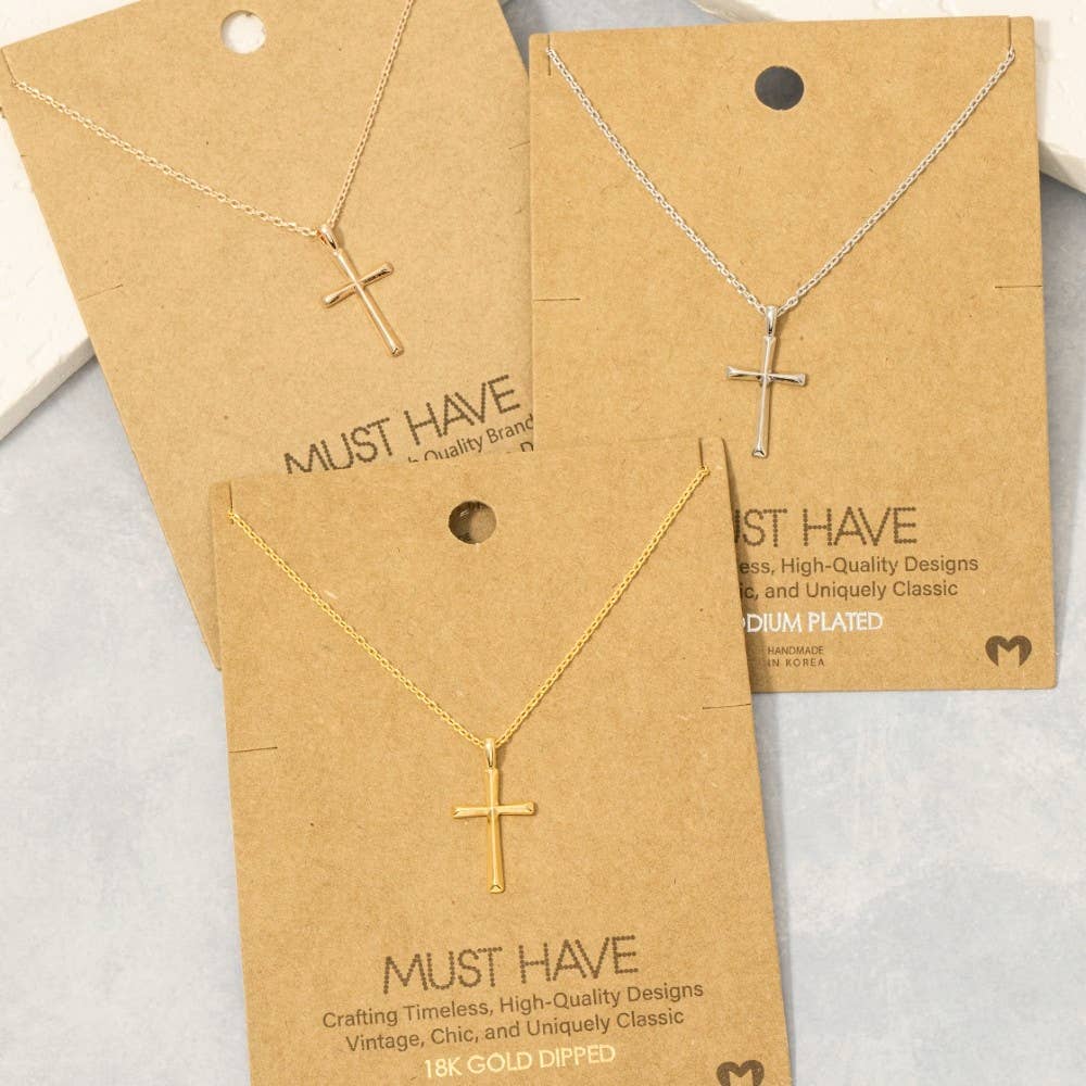 Gold Dipped Dainty Cross Pendant Necklace