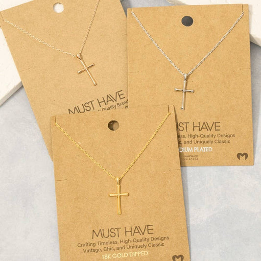 Gold Dipped Dainty Cross Pendant Necklace